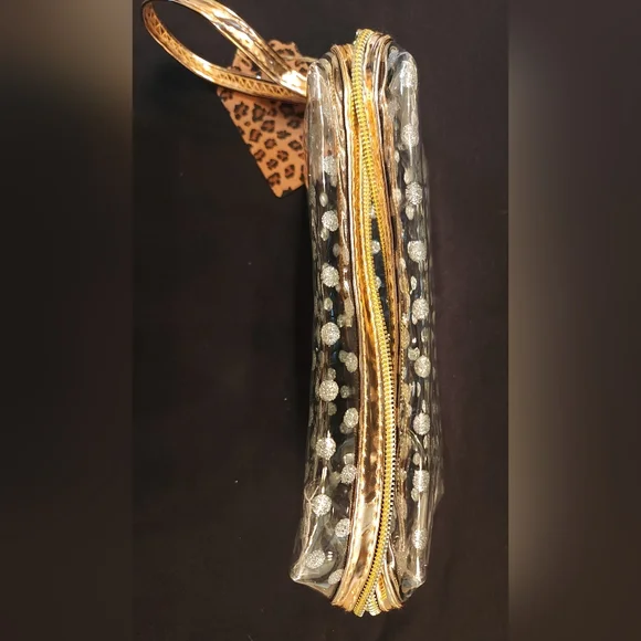 Clear/Silver Polka Dot Makeup Bag Set - Picture 4 of 11